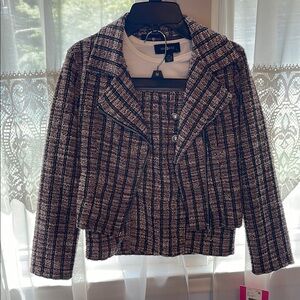 Chic Black and White Plaid Women's Jacket